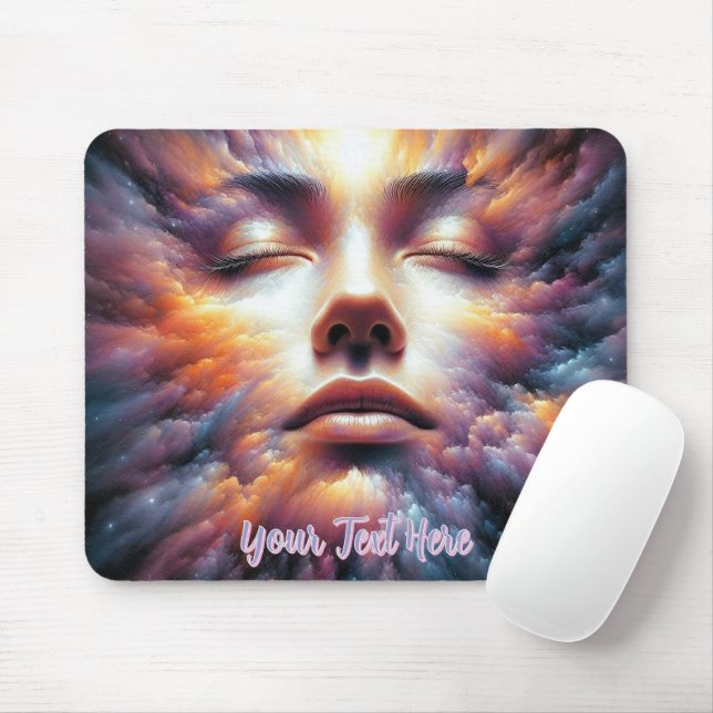 Face Blended with Colourful Clouds Mouse Pad (With Mouse)