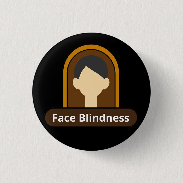 Face Blindness Boy - Black and Brown Button (Front)