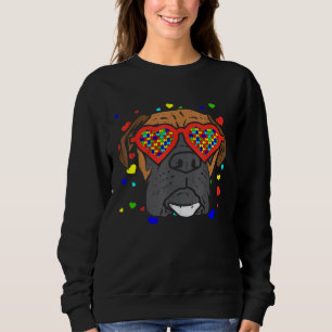 Face Boxers Autism Glasses Valentine Dog Sweatshirt
