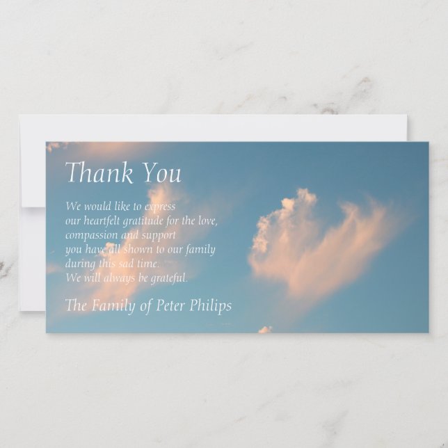 Face Cloud 2 Sympathy Thank You Photo card (Front)