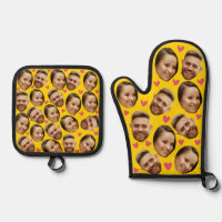 Face Custom Photo With Heart Couple Yellow