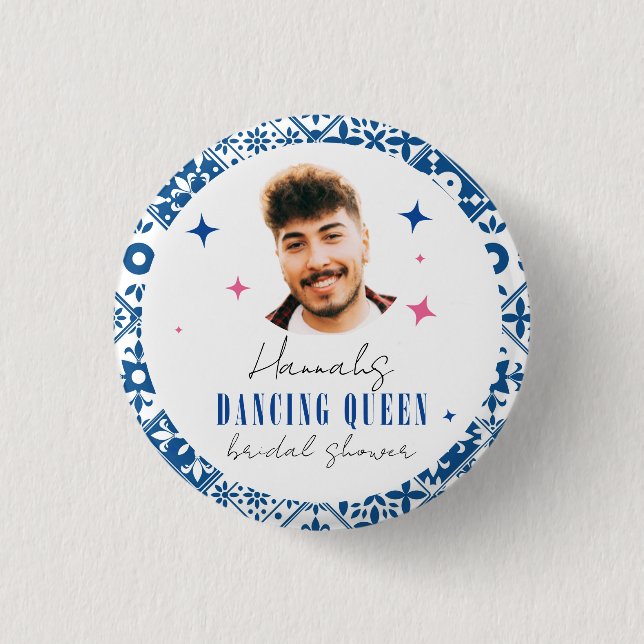 Face Dancing Queen greek disco mamma bridal shower 3 Cm Round Badge (Front)