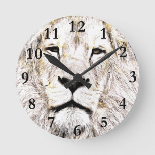 Face de leão Lion Face Löwen-Gesicht Face de Lio Round Clock