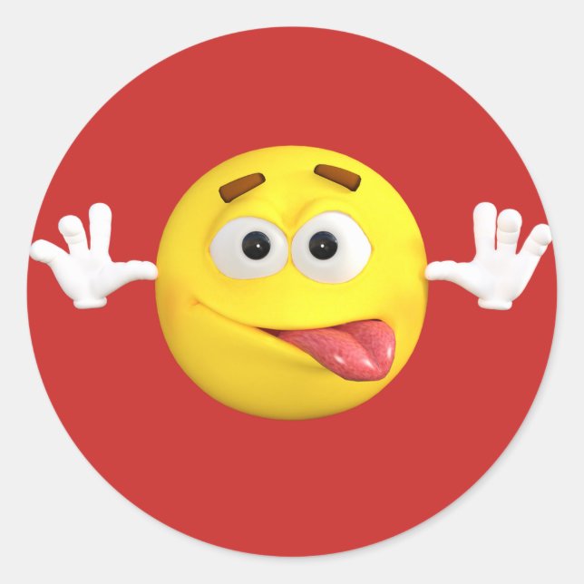 Face Emoji Sticking out Tongue Teasing Classic Round Sticker (Front)