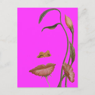 Face Flower Illusion Postcard