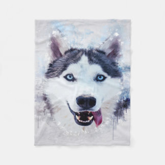 Face Husky Gift Lovers | Funny Gifts Husky Owner Fleece Blanket