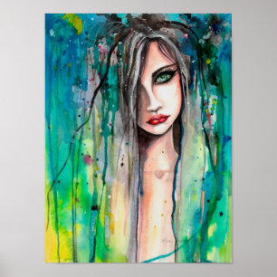 Face in Paint Abstract Fantasy Portrait 12 x 16 Poster