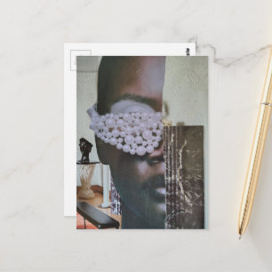 Face in the Living Room Collage Postcard