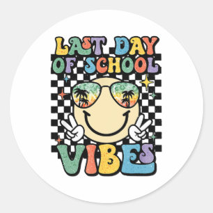 Face Last Day Of School Vibes Gles Tropical Summer Classic Round Sticker