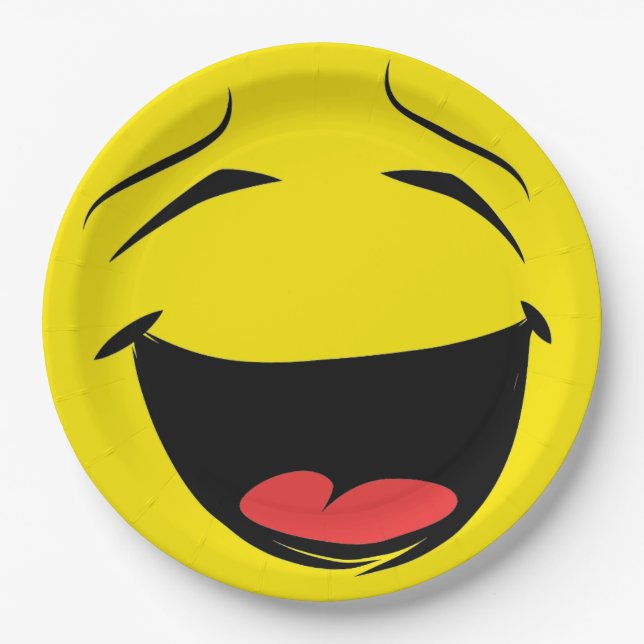 Face Laughing Emoticon Birthday Party Paper Plate (Front)