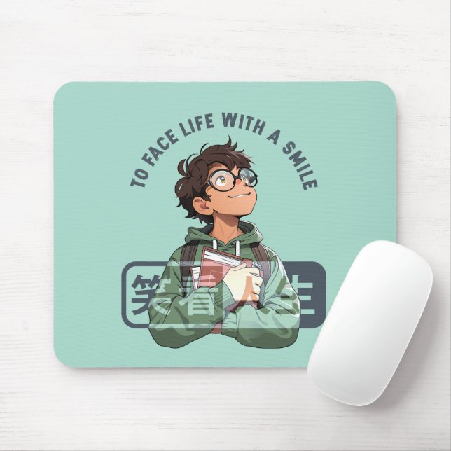 Face life with a smile (2) | mouse pad (With Mouse)