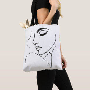 Face Line Drawing Tote Bag