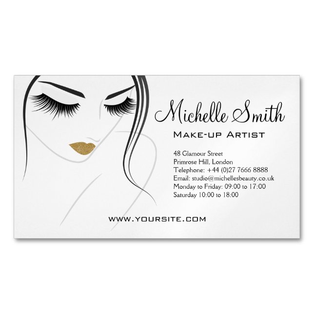 Face long lashes Lash Extensions Magnetic Business Card (Front)