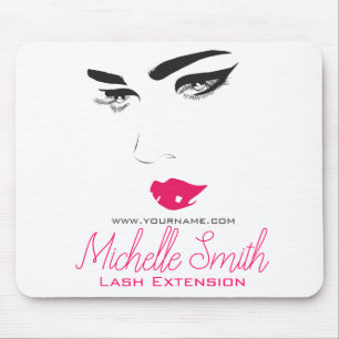 Face long lashes pink lips Lash Extensions Mouse Pad
