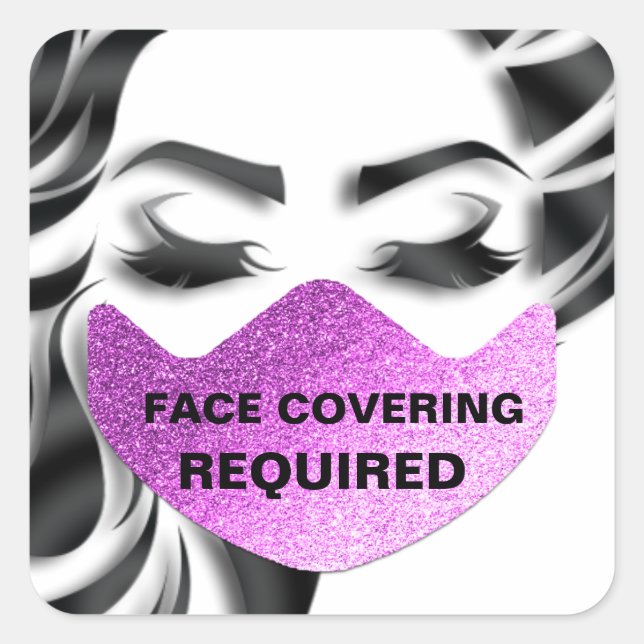 Face Mask Covering Required Coronavirus Volunteer Square Sticker (Front)