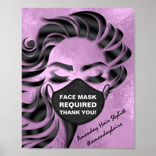 Face Mask Covering Required Covid Purple Berry Poster (Front)