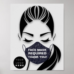 Face Mask Covering Required Logo Grey Lashes Poster