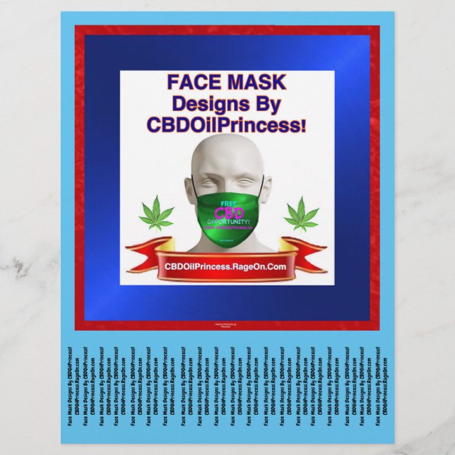 Face Mask Designs By CBDOilPrincess!  Flyer ! (Front)