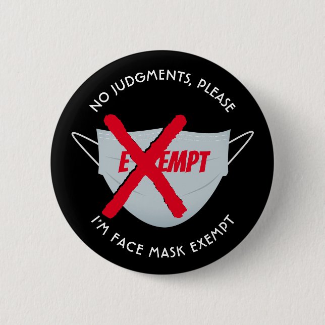 FACE MASK EXEMPT 6 CM ROUND BADGE (Front)