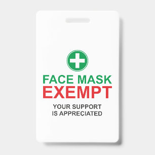 Face Mask Exempt ID Badge