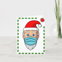 Face Mask Father Christmas Folded Holiday Card