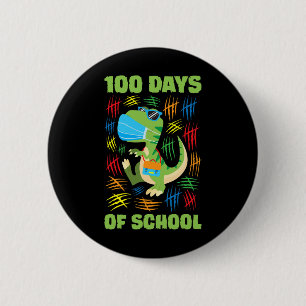 Face Mask Fun 100 Days Of School Boys Girls 6 Cm Round Badge