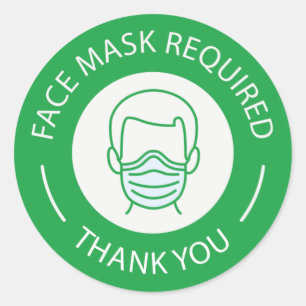 Face Mask Required Classic Round Sticker