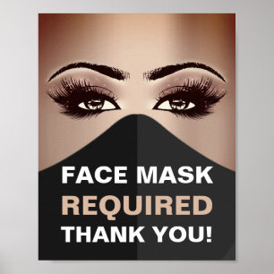 Face Mask Required Covid Cosmetologist Hair Lashes Poster