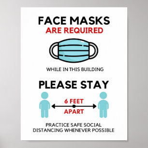 Face Mask Required Poste, Social Distancing Poster