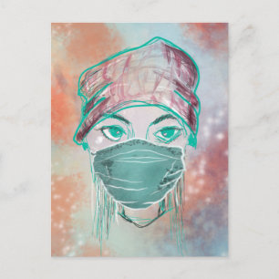 face mask sparkle scene postcard