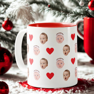 Face Mug, Custom Photo mug, Baby Gift  Two-Tone Coffee Mug