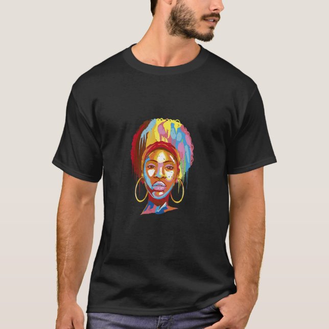 Face Of A Black Woman With Big Earrings T-Shirt (Front)