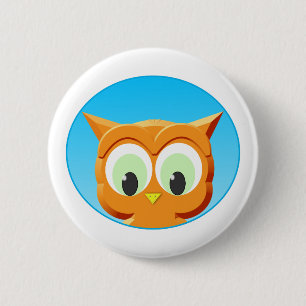 Face Of A Little Owl 6 Cm Round Badge
