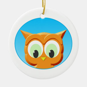 Face Of A Little Owl Ceramic Ornament