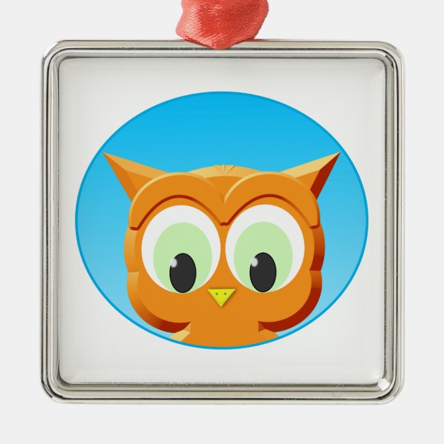 Face Of A Little Owl Metal Tree Decoration (Front)