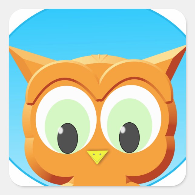 Face Of A Little Owl Square Sticker (Front)