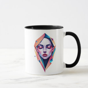 Face of a woman with geometric features. mug