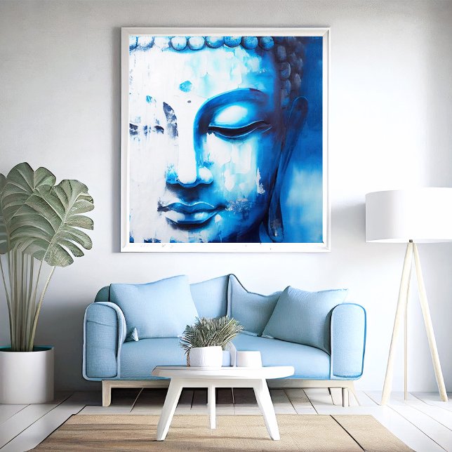 Face of Buddha in Blue | Digital Art Poster (Creator Uploaded)