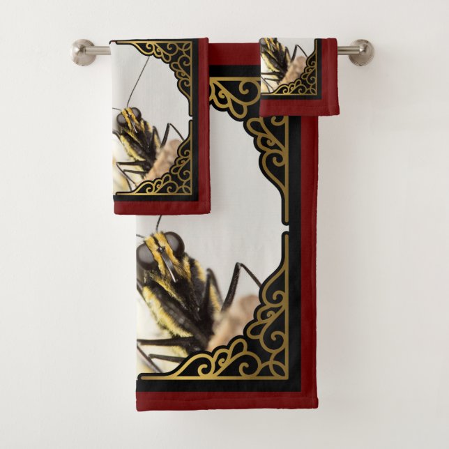 Face of Butterfly-  CloseUp Monarch Bath Towel Set (Insitu)