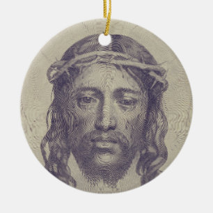 Face of Christ on St. Veronica's Veil Holy Face Ceramic Ornament