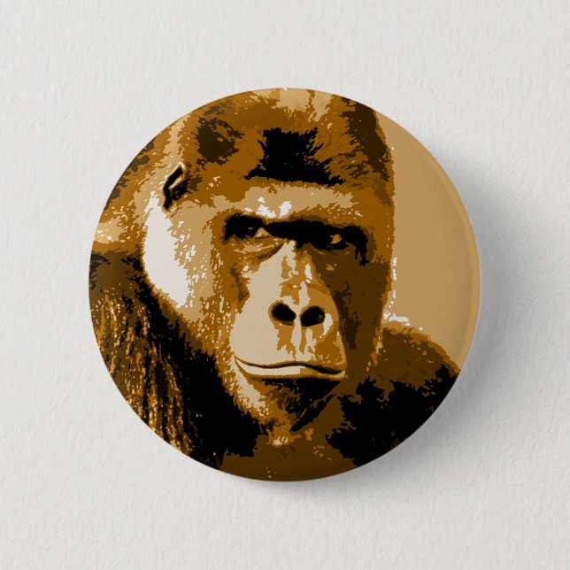 Face of Gorilla 6 Cm Round Badge (Front)
