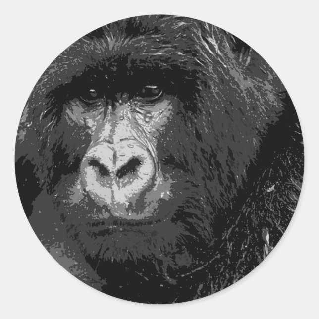Face of Gorilla Classic Round Sticker (Front)