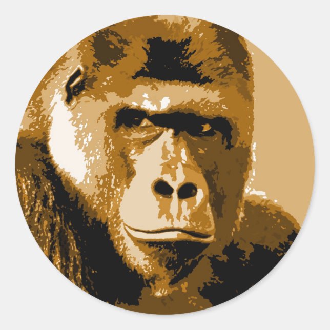 Face of Gorilla Classic Round Sticker (Front)