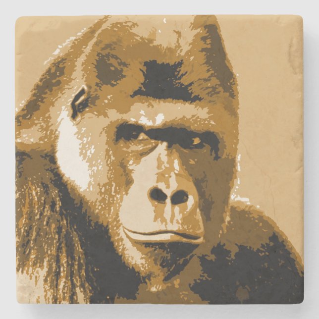 Face of Gorilla Stone Coaster (Front)