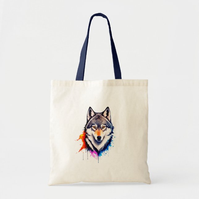 Face of Grey Wolf Tote Bag (Front)