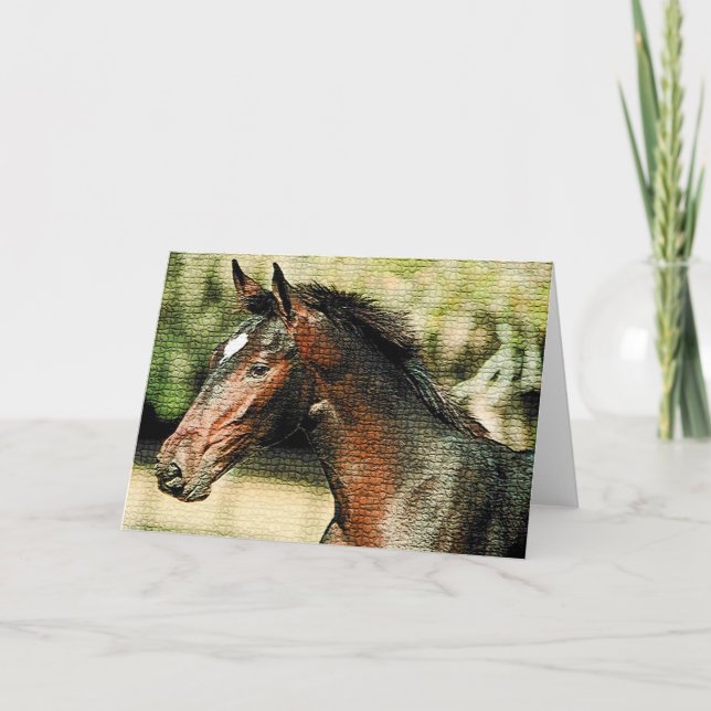 Face of Horse Mosaic Tiles Card (Front)