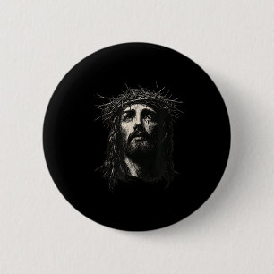 Face Of Jesus Christ Crown Of N Religious Christma 6 Cm Round Badge