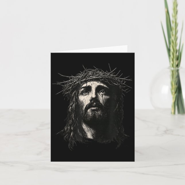 Face Of Jesus Christ Crown Of N Religious Christma Card (Front)