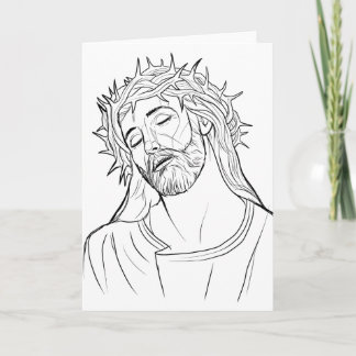 Face of Jesus crown of thorns Holiday Card