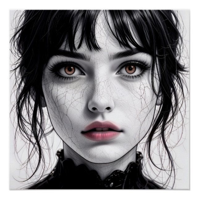 Face of porcelain gaze of a cracked soul. poster (Front)